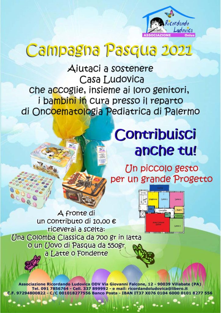 Locandina della Campagna Pasqua 2021 Associazione Ricordando Ludovica